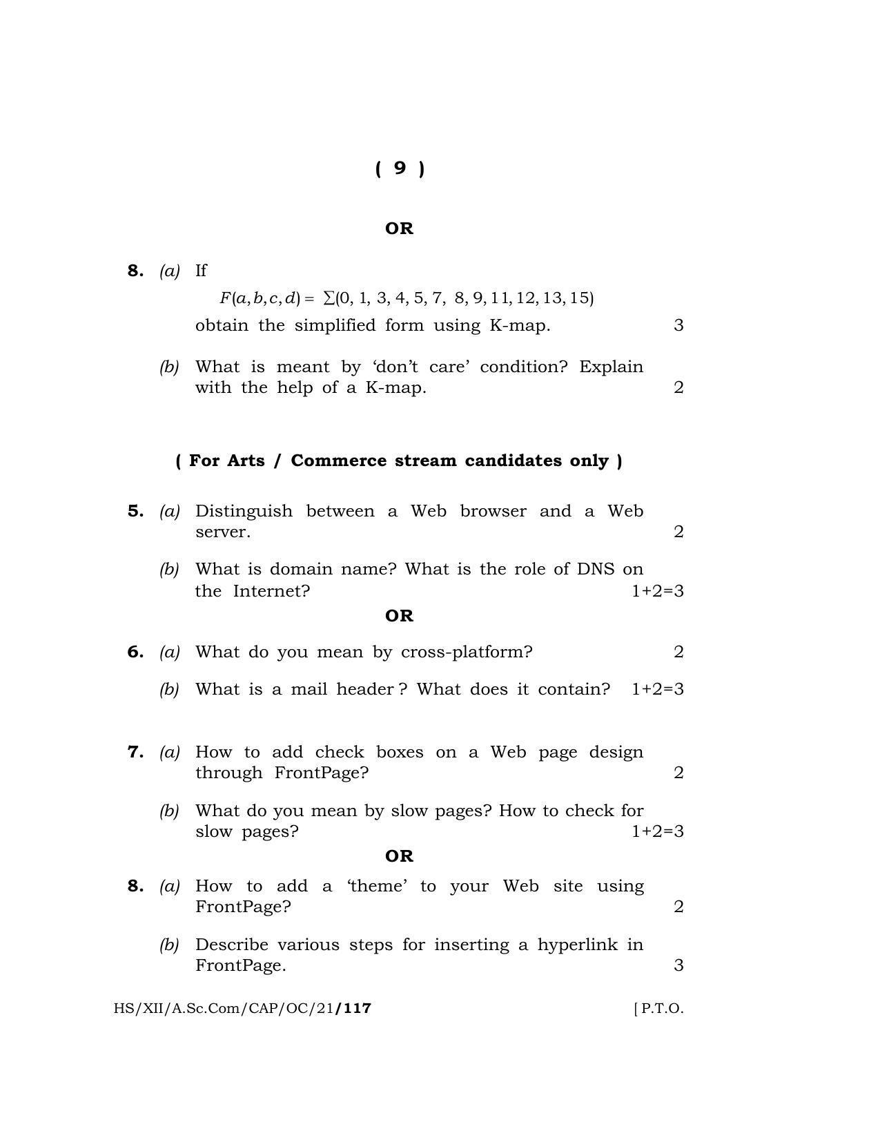 Meghalaya Board (MBOSE) Class 12 COMPUTER APPLICATIONS (Old Course) (HS-XII-A.Sc.Com-CAP-OC-21) 2021 Question Paper - Page 9