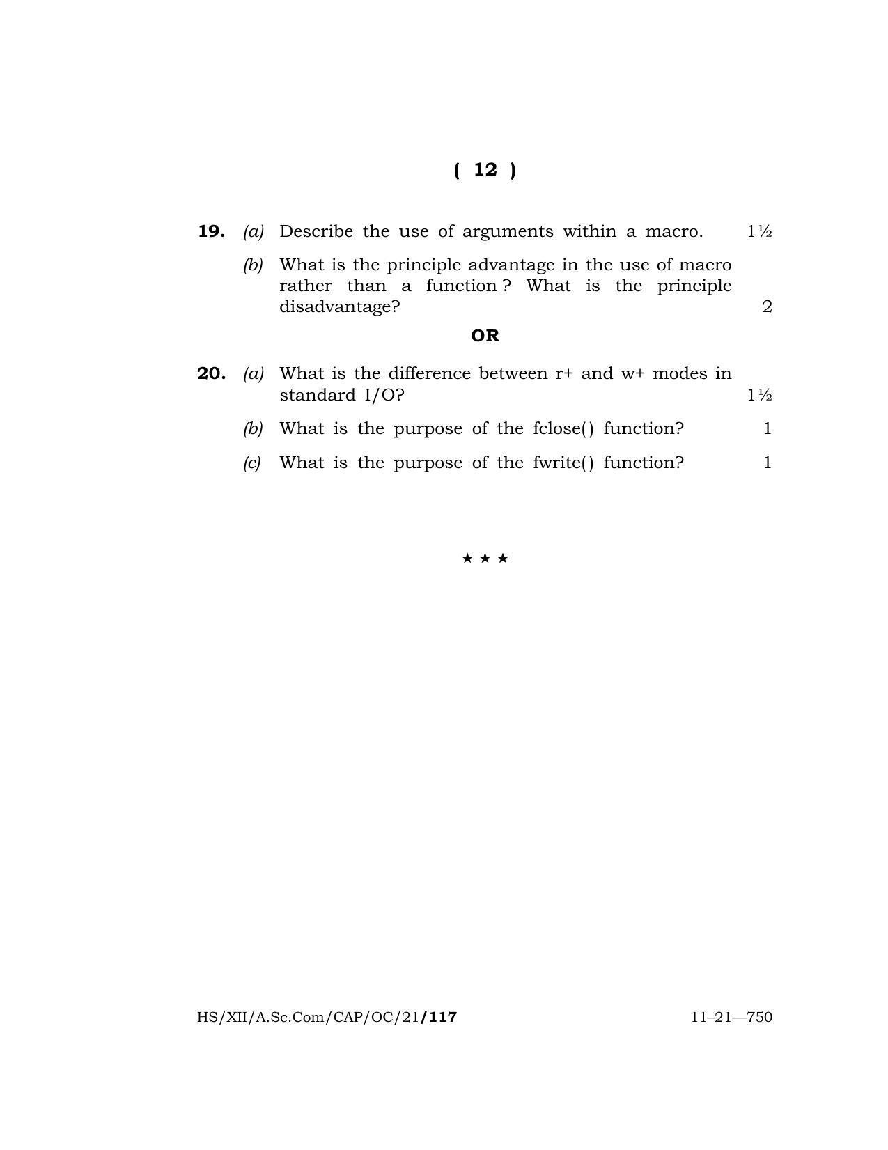 Meghalaya Board (MBOSE) Class 12 COMPUTER APPLICATIONS (Old Course) (HS-XII-A.Sc.Com-CAP-OC-21) 2021 Question Paper - Page 12
