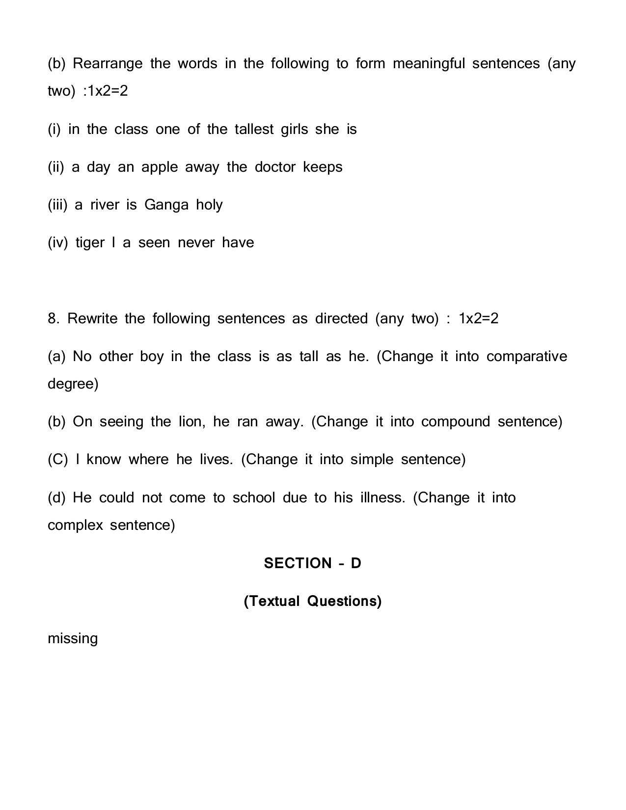 AHSEC Class 11 English 2022 Question Paper - Page 9