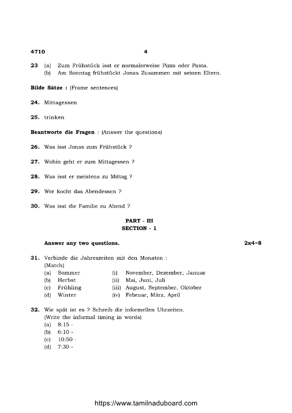 TN Class 12 German Language 4710 Question Papers 2021 - Page 4