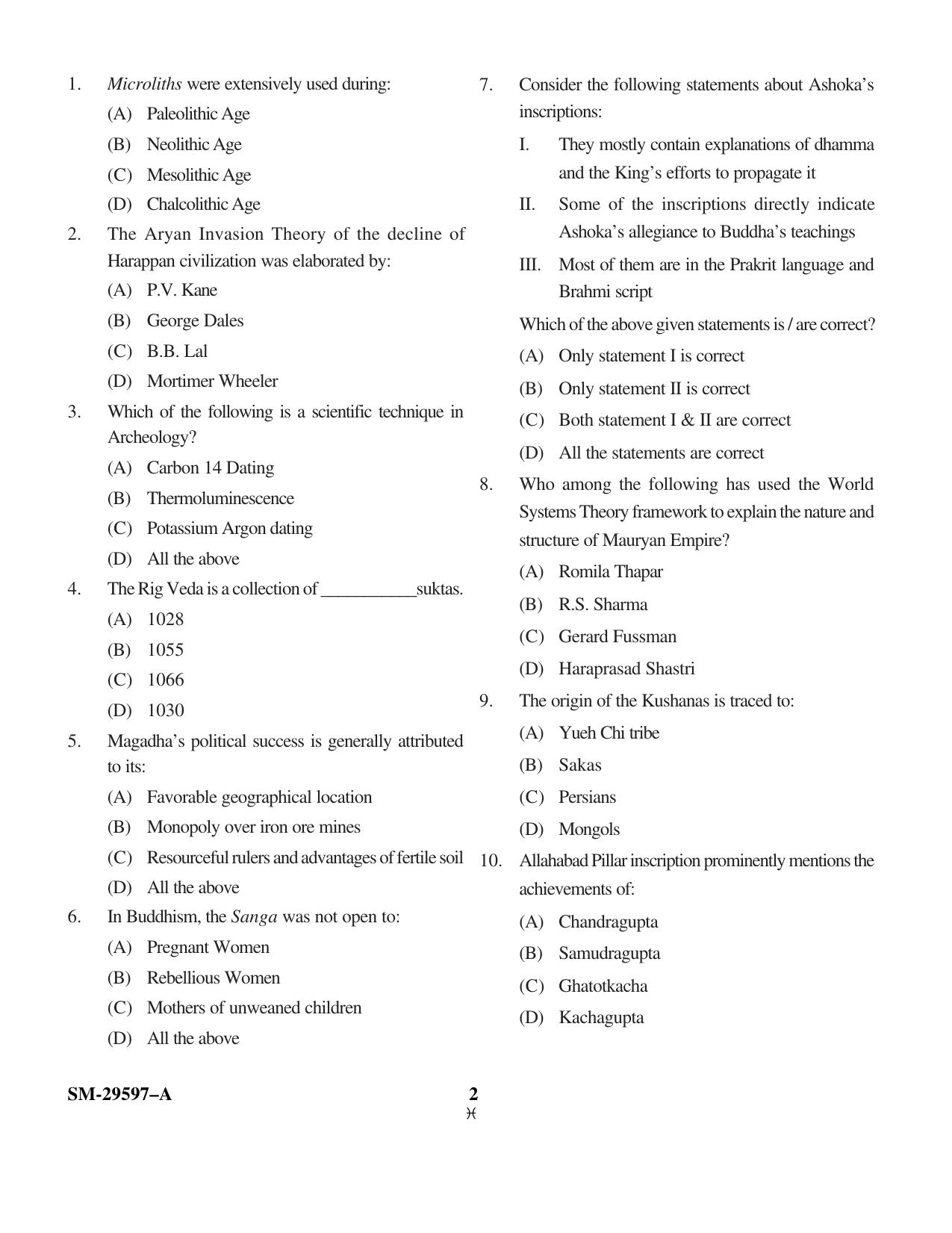 KUET 2024 M.A. History Question Paper - Page 2