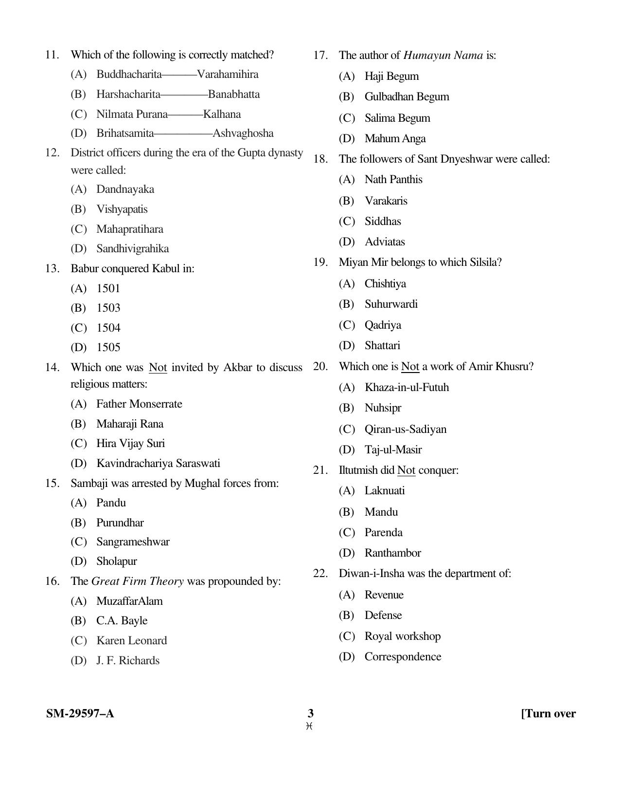 KUET 2024 M.A. History Question Paper - Page 3
