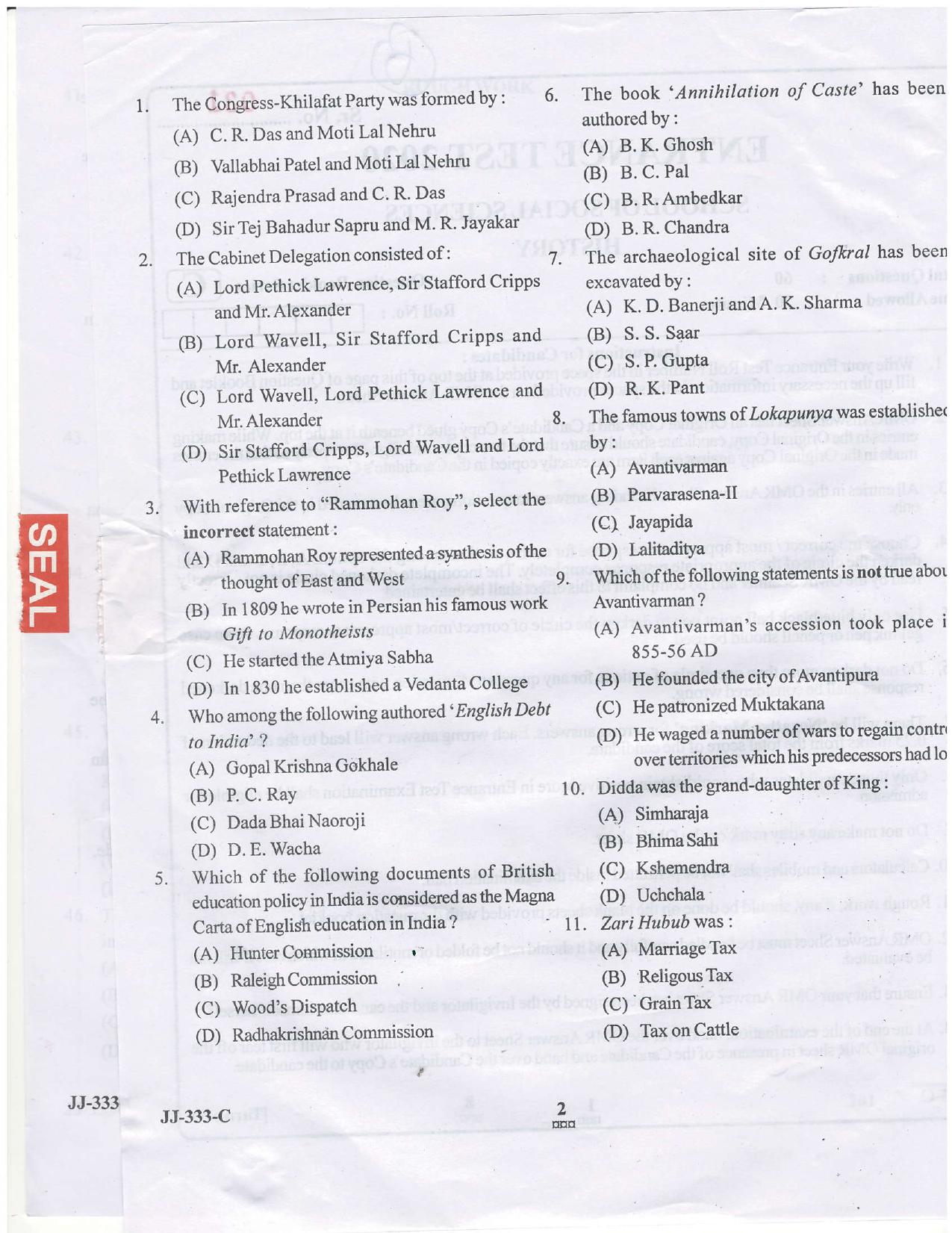 KUET 2024 M.A. History Question Paper - Page 10