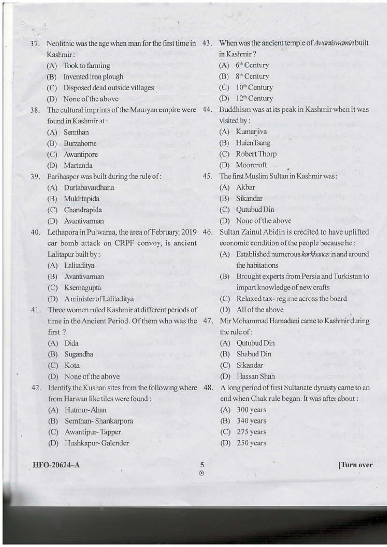 KUET 2024 M.A. History Question Paper - Page 20
