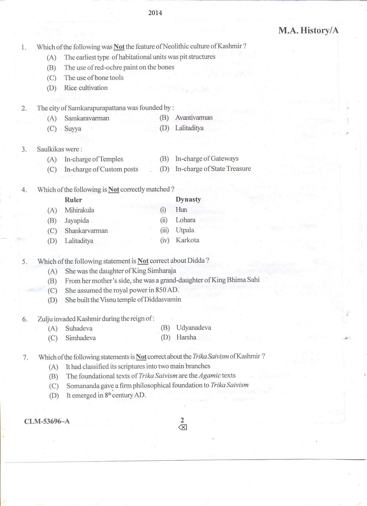 KUET 2024 M.A. History Question Paper - Page 45