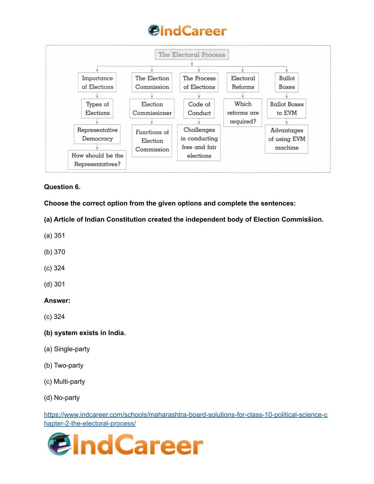 Maharashtra Board Solutions for Class 10- Political Science: Chapter 2- The Electoral Process - Page 10