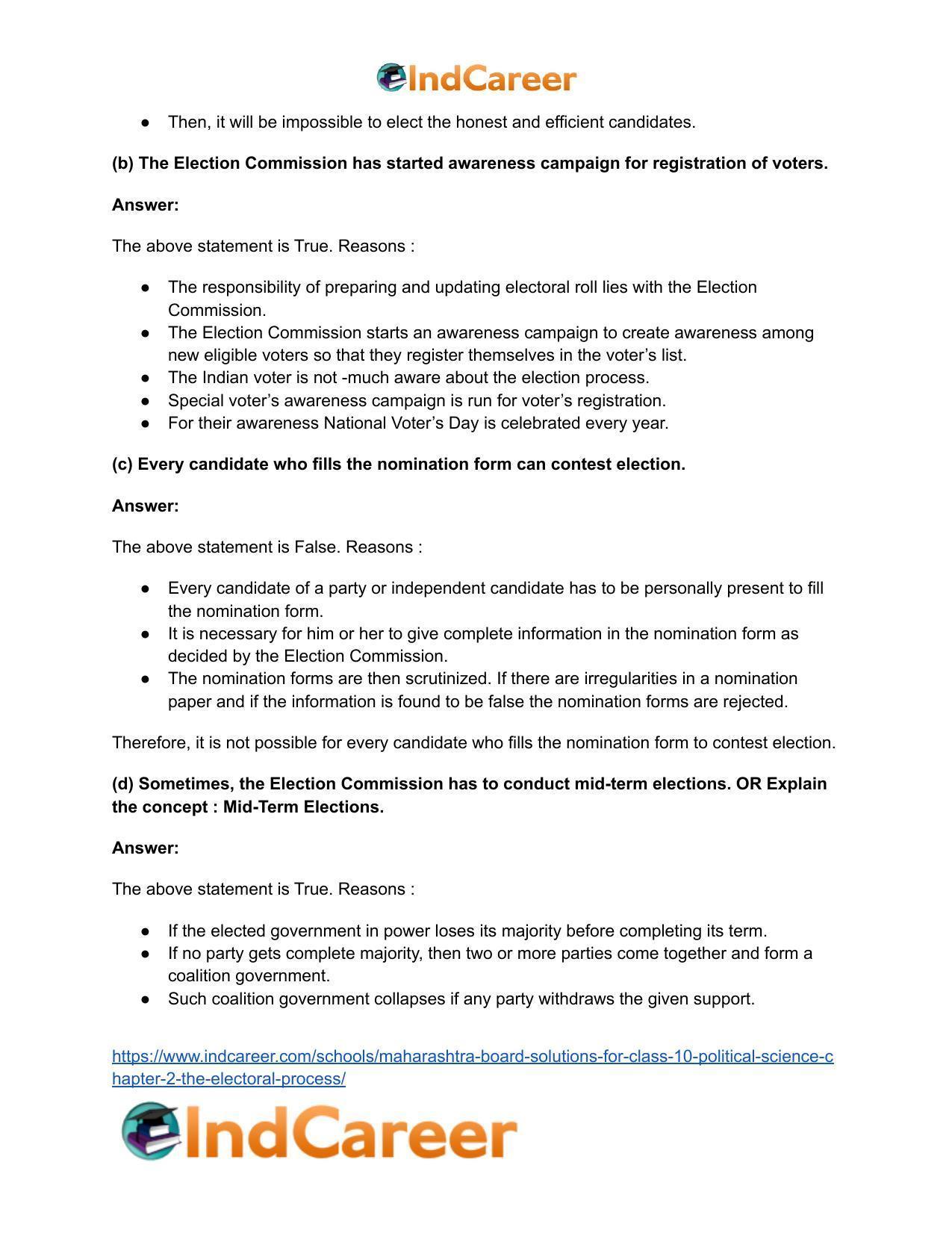 Maharashtra Board Solutions for Class 10- Political Science: Chapter 2- The Electoral Process - Page 13
