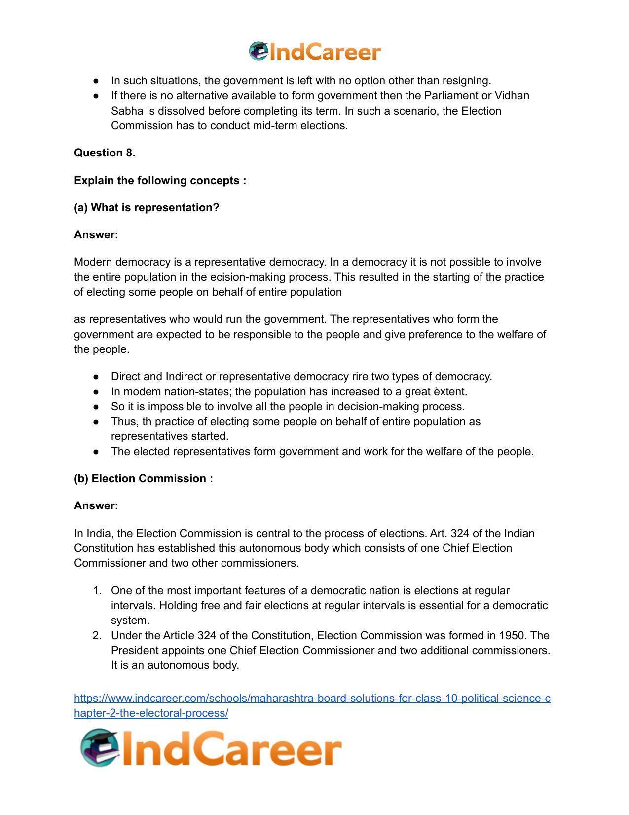 Maharashtra Board Solutions for Class 10- Political Science: Chapter 2- The Electoral Process - Page 14