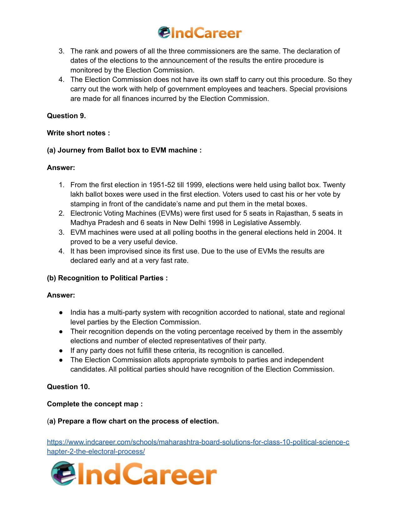 Maharashtra Board Solutions for Class 10- Political Science: Chapter 2- The Electoral Process - Page 15