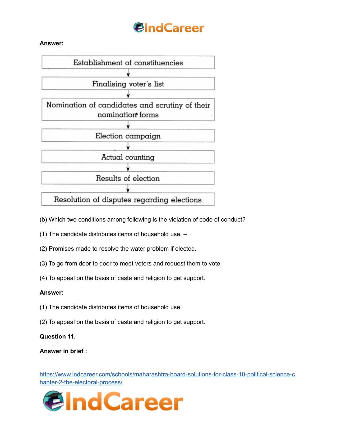 Maharashtra Board Solutions for Class 10- Political Science: Chapter 2- The Electoral Process - Page 16