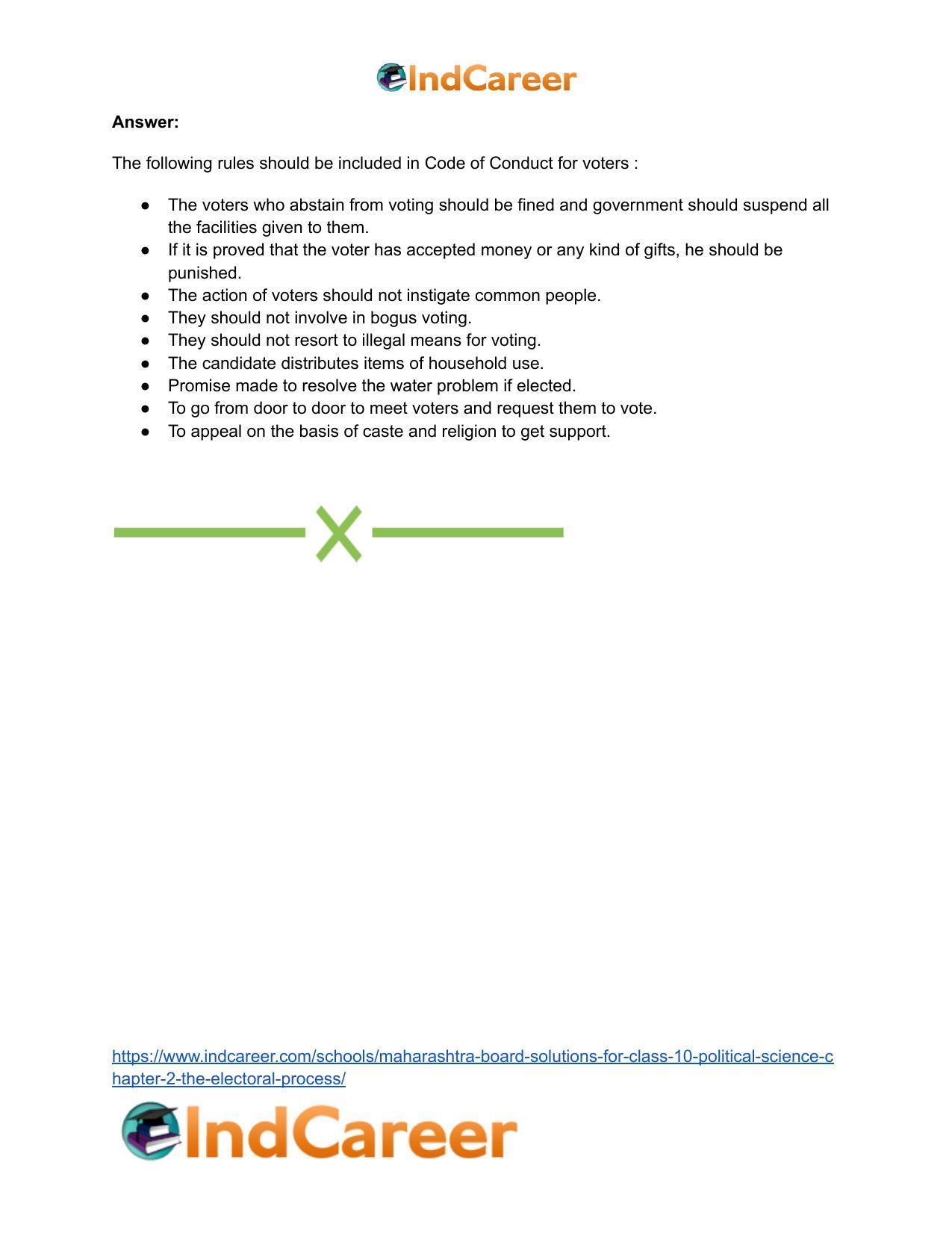 Maharashtra Board Solutions for Class 10- Political Science: Chapter 2- The Electoral Process - Page 22