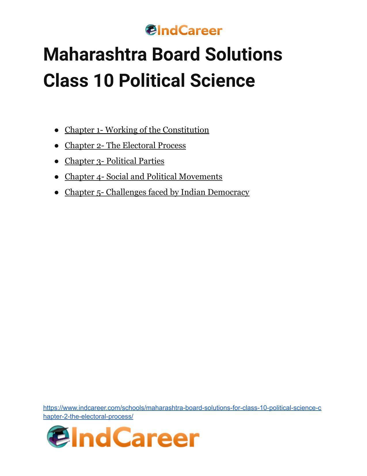 Maharashtra Board Solutions for Class 10- Political Science: Chapter 2- The Electoral Process - Page 23