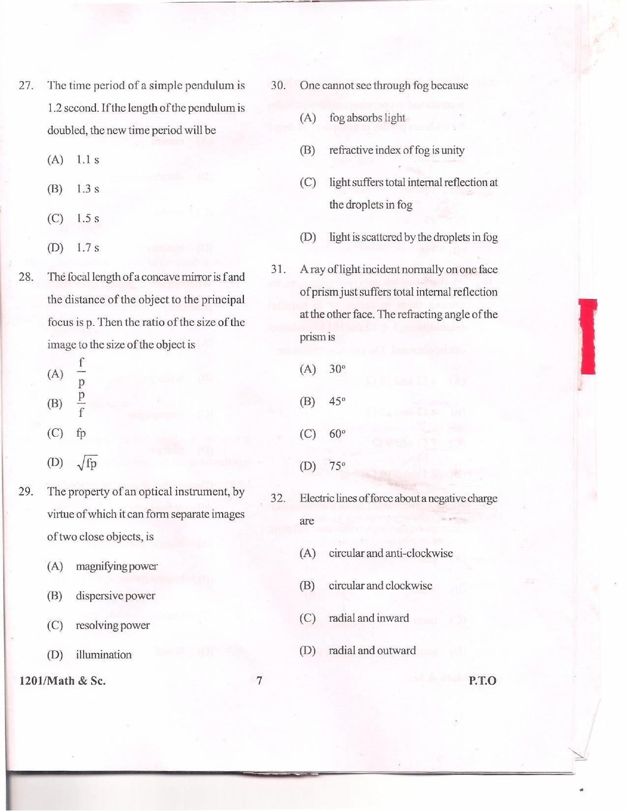 APJEE Mathematics & Science 2012 Question Paper - Page 6