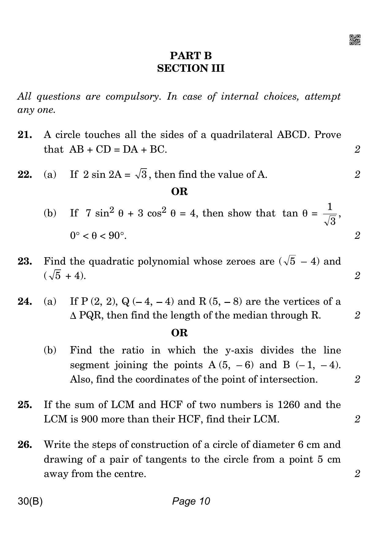 CBSE Class 10 QP_041_MATHS_STD_FOR_VI_CANDIDATES 2021 Compartment Question Paper - Page 10
