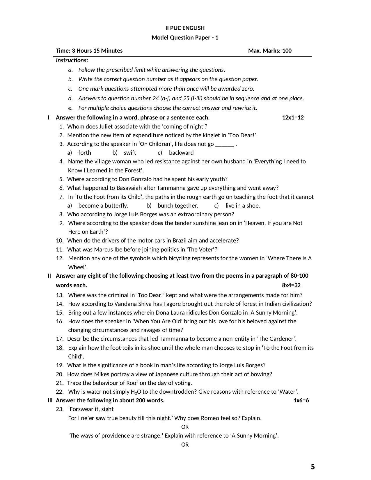 Karnataka 2nd PUC Question Bank for English - Page 5