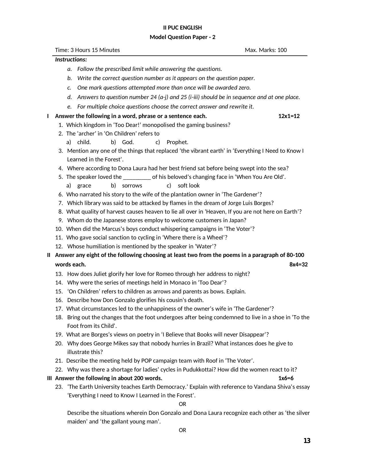 Karnataka 2nd PUC Question Bank for English - Page 13