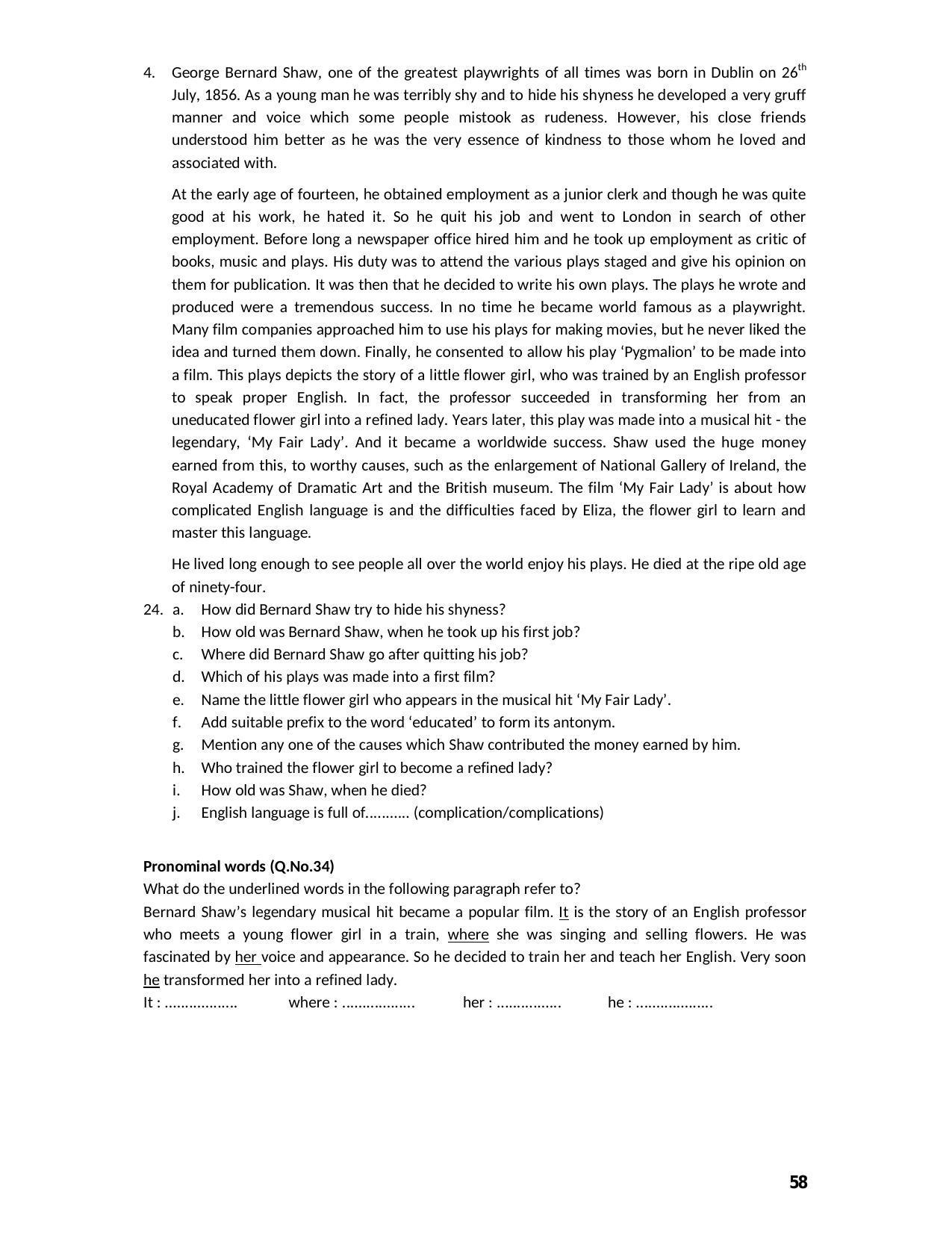 Karnataka 2nd PUC Question Bank for English - Page 58