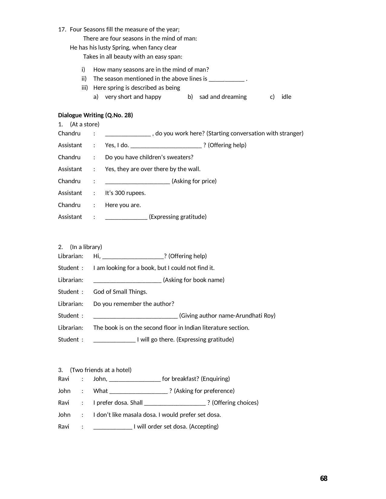 Karnataka 2nd PUC Question Bank for English - Page 68