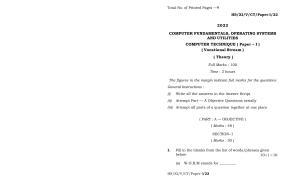 Meghalaya Board (MBOSE) Class 11 Computer Technique Paper I (theory) 2022 Question Paper