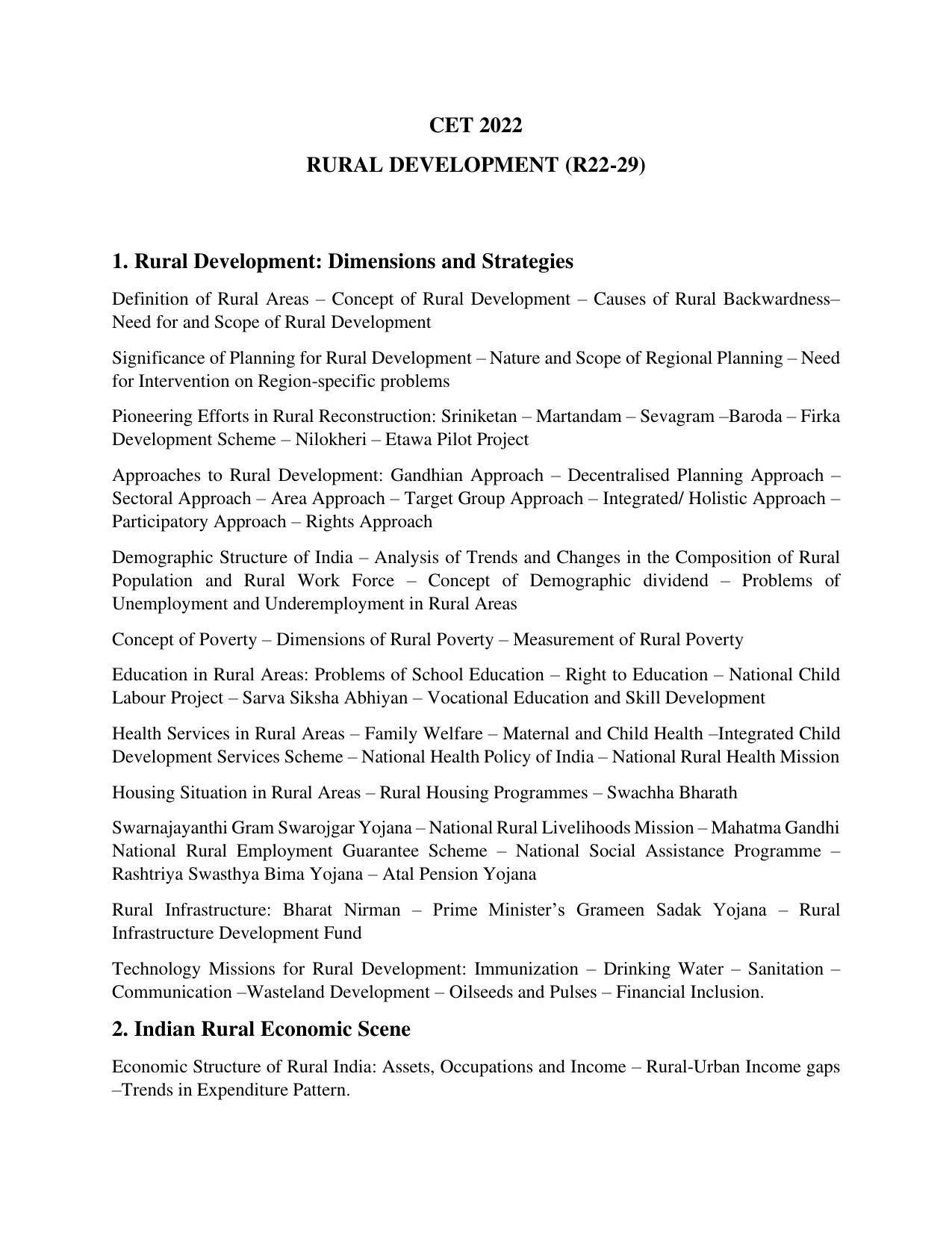 AP RCET Rural Development Syllabus - Page 1