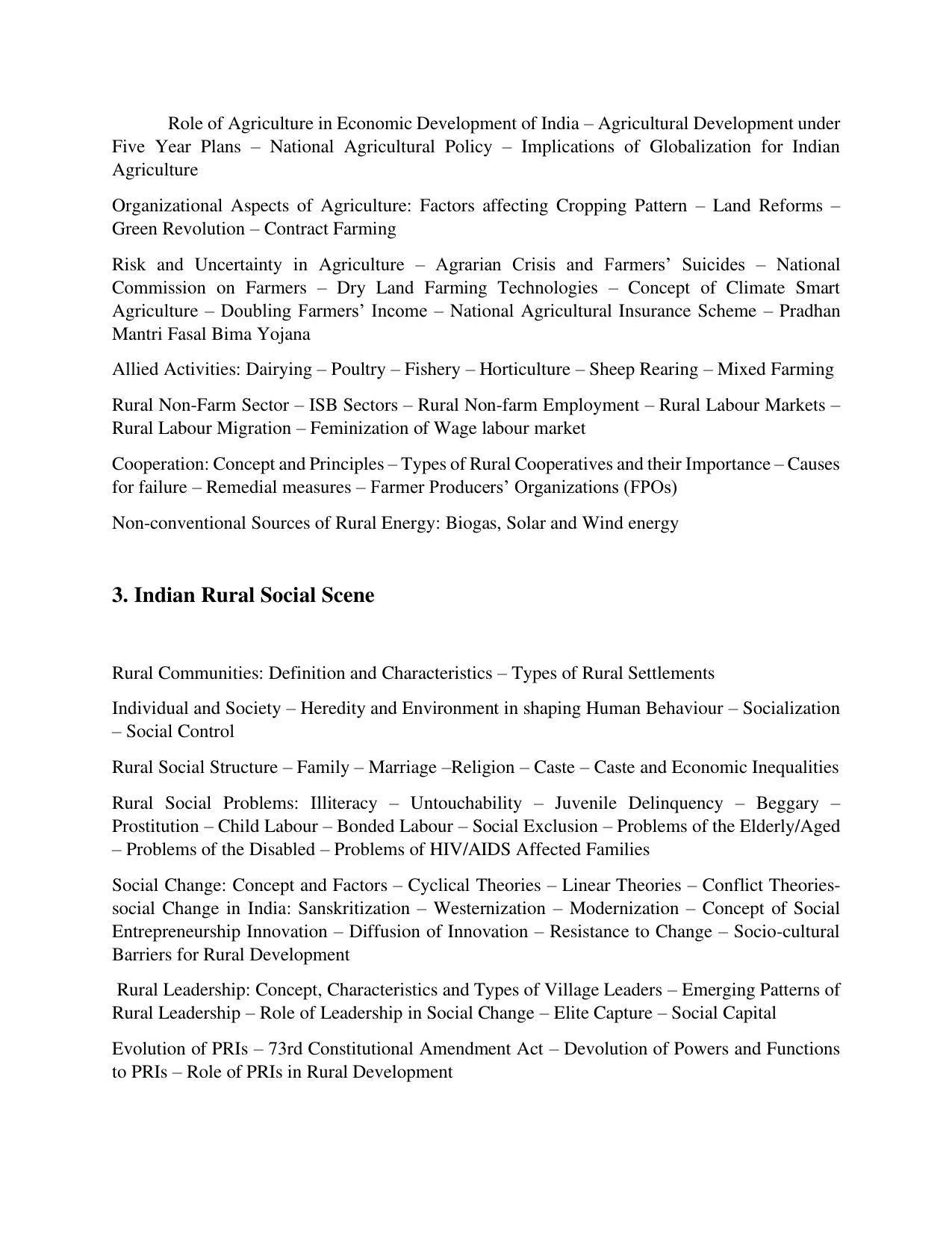AP RCET Rural Development Syllabus - Page 2