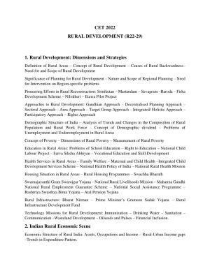 AP RCET Rural Development Syllabus
