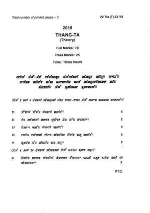 COHSEM Class 12 Thang-Ta 2018 Question Papers