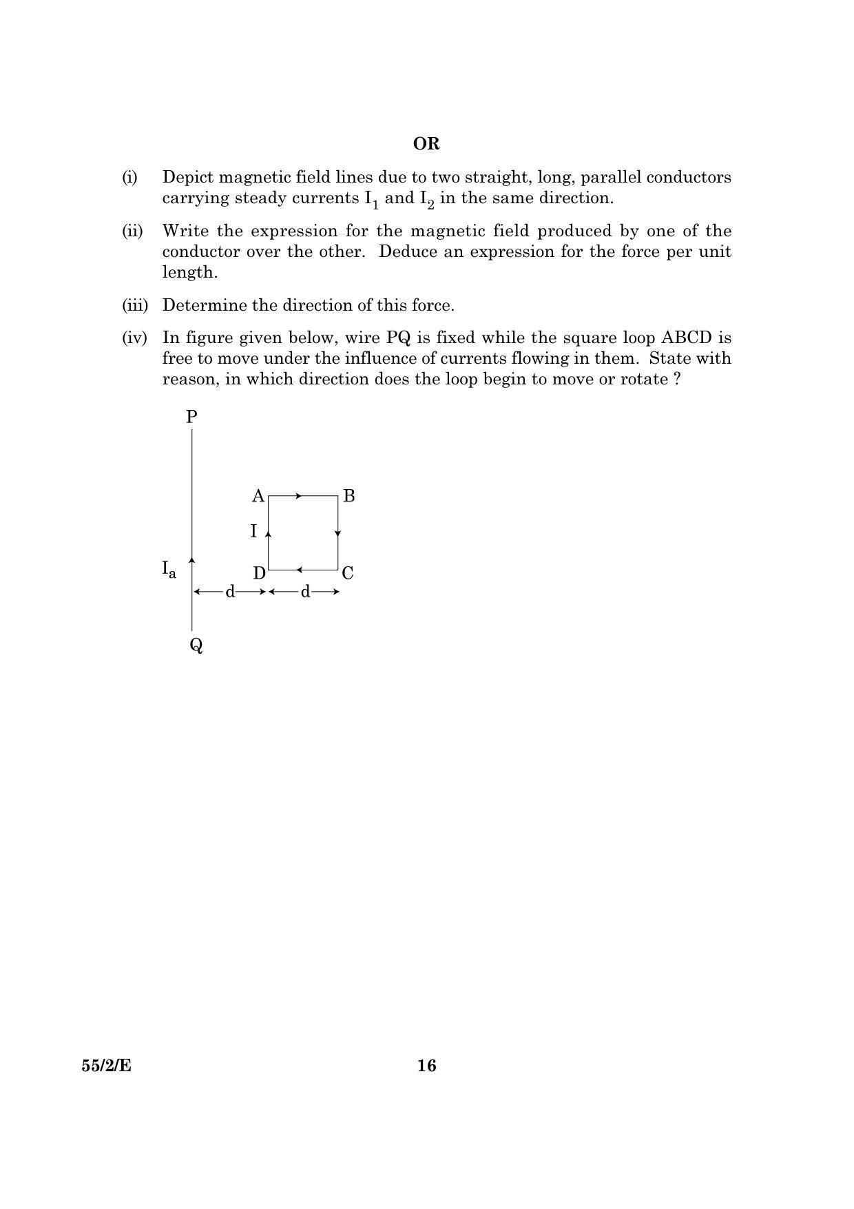 CBSE Class 12 055 Set 2 E Physics Theory 2016 Question Paper - Page 16