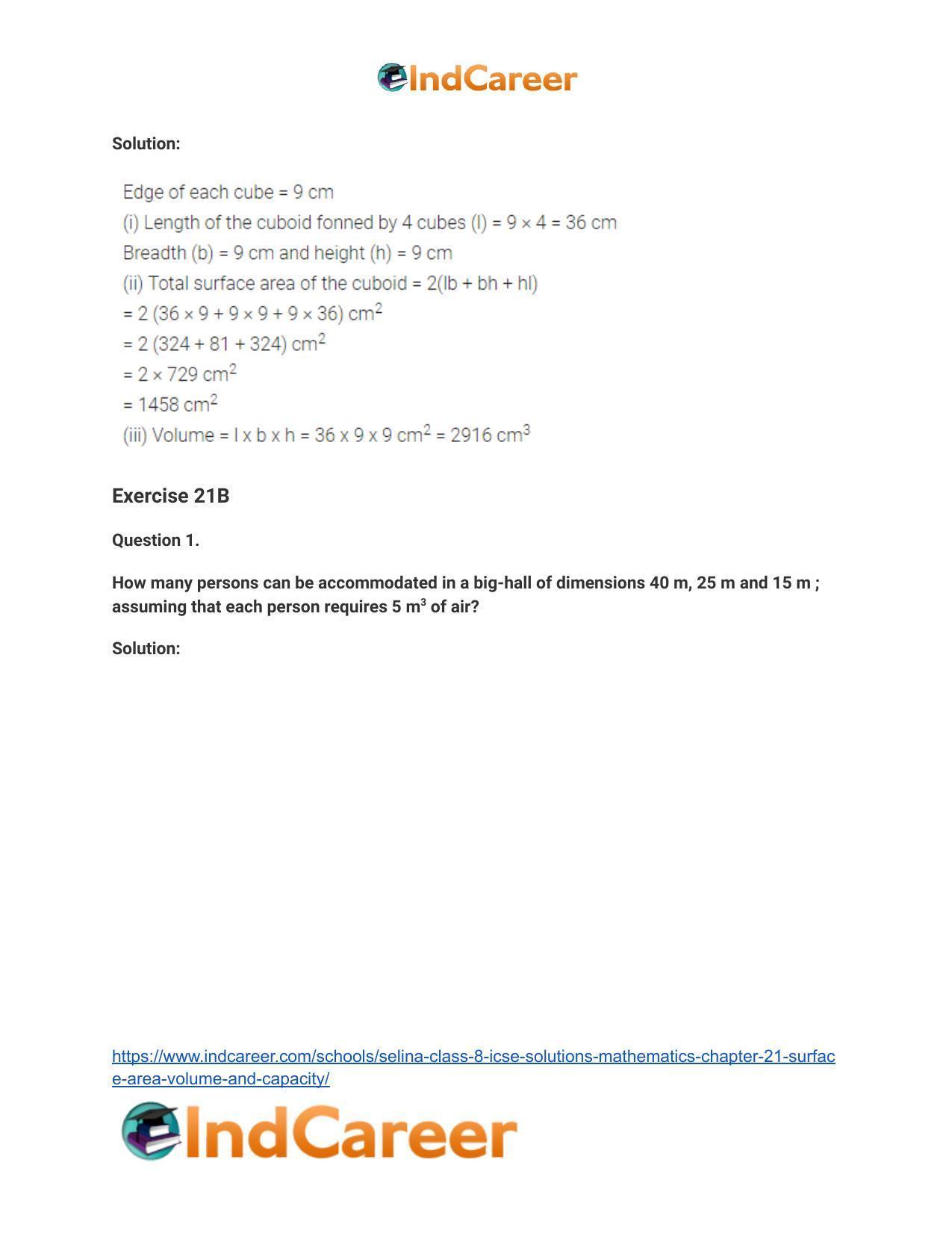 Selina Class 8 ICSE Solutions Mathematics : Chapter 21- Surface Area, Volume and Capacity - Page 12