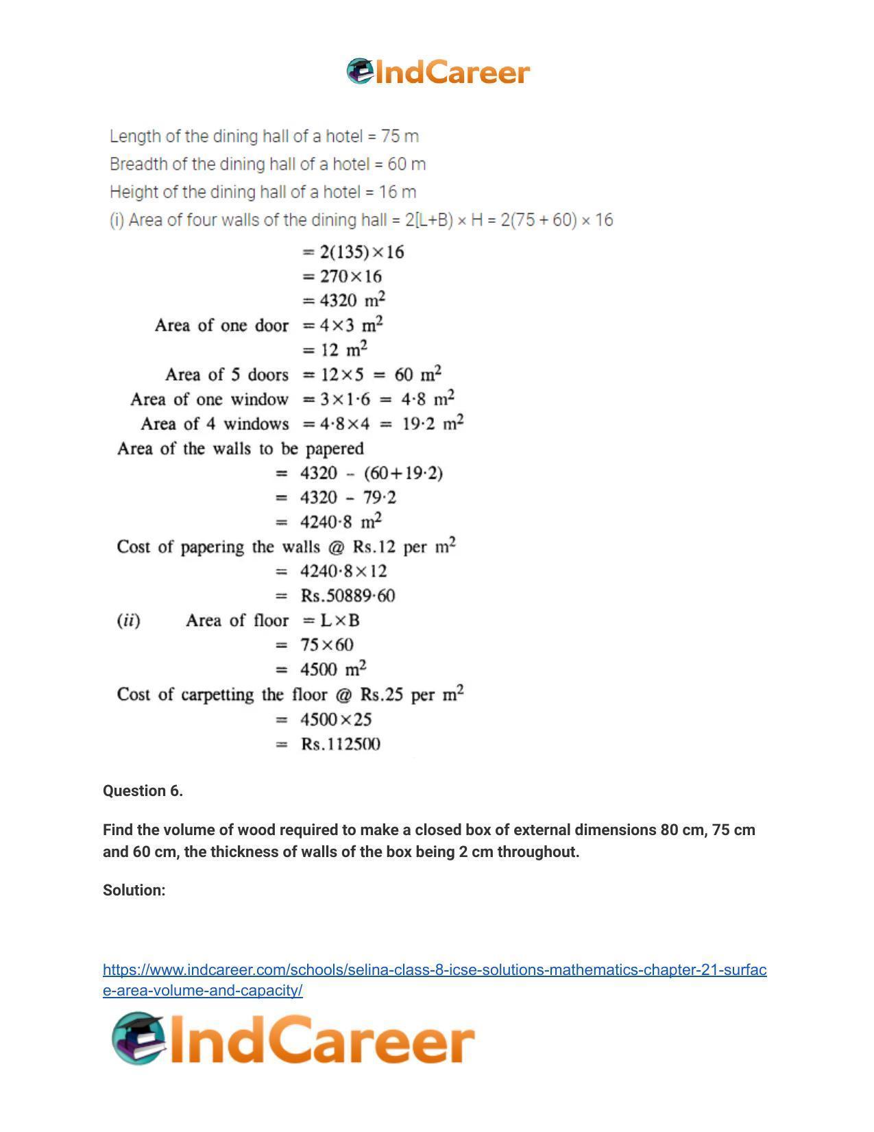 Selina Class 8 ICSE Solutions Mathematics : Chapter 21- Surface Area, Volume and Capacity - Page 17