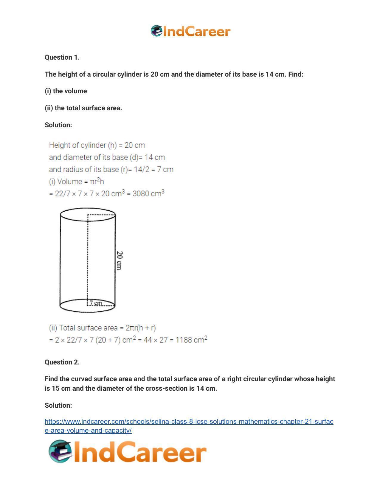 Selina Class 8 ICSE Solutions Mathematics : Chapter 21- Surface Area, Volume and Capacity - Page 28