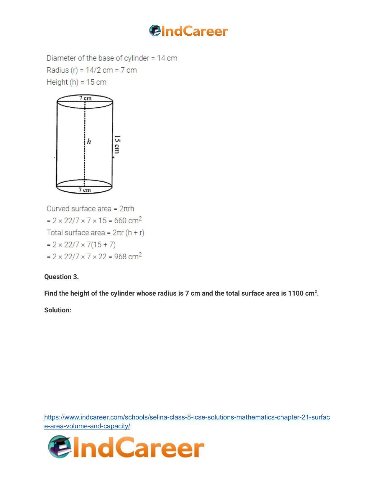 Selina Class 8 ICSE Solutions Mathematics : Chapter 21- Surface Area, Volume and Capacity - Page 29