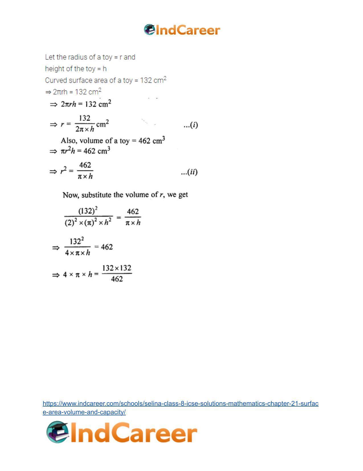 Selina Class 8 ICSE Solutions Mathematics : Chapter 21- Surface Area, Volume and Capacity - Page 39
