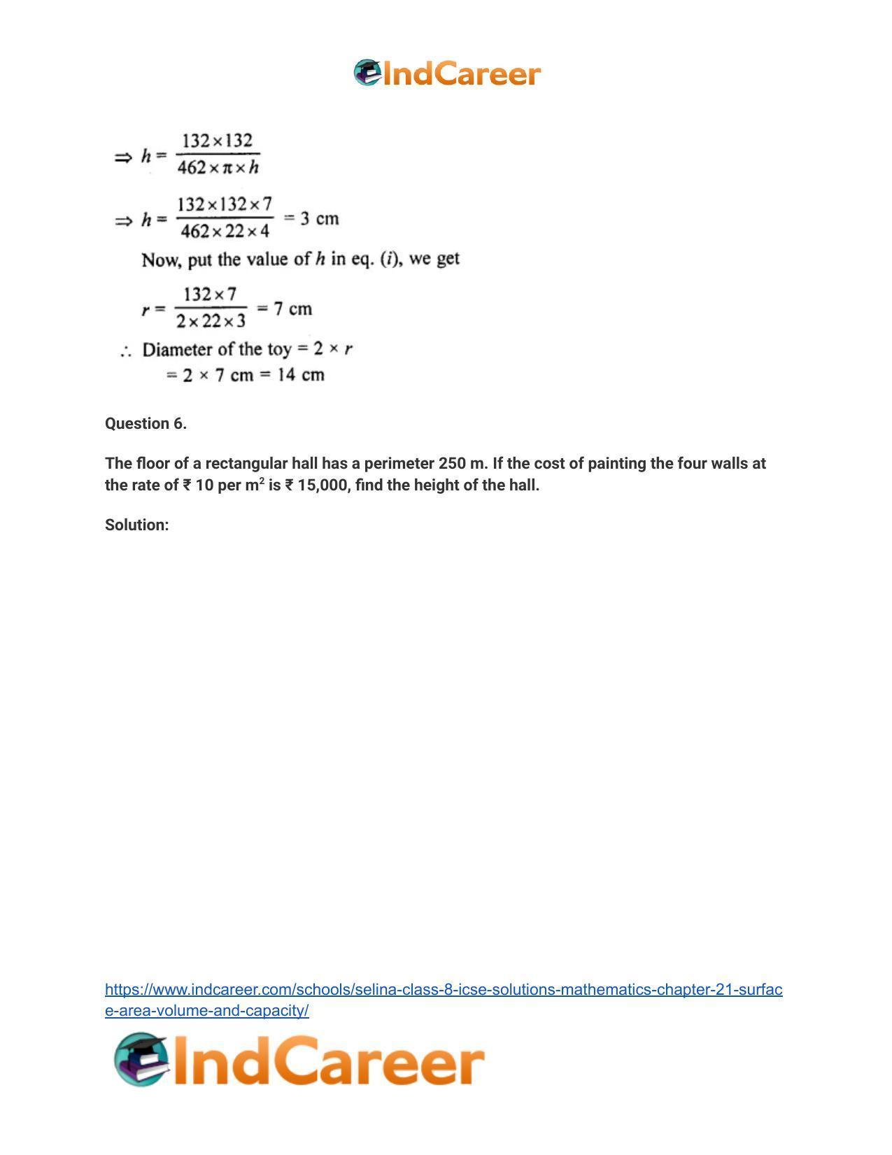 Selina Class 8 ICSE Solutions Mathematics : Chapter 21- Surface Area, Volume and Capacity - Page 40
