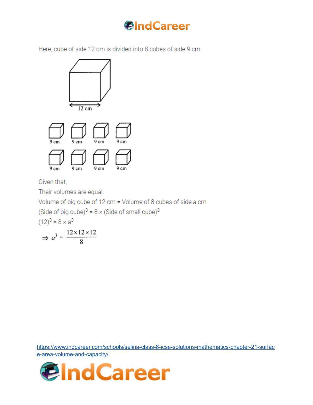 Selina Class 8 ICSE Solutions Mathematics : Chapter 21- Surface Area, Volume and Capacity - Page 43