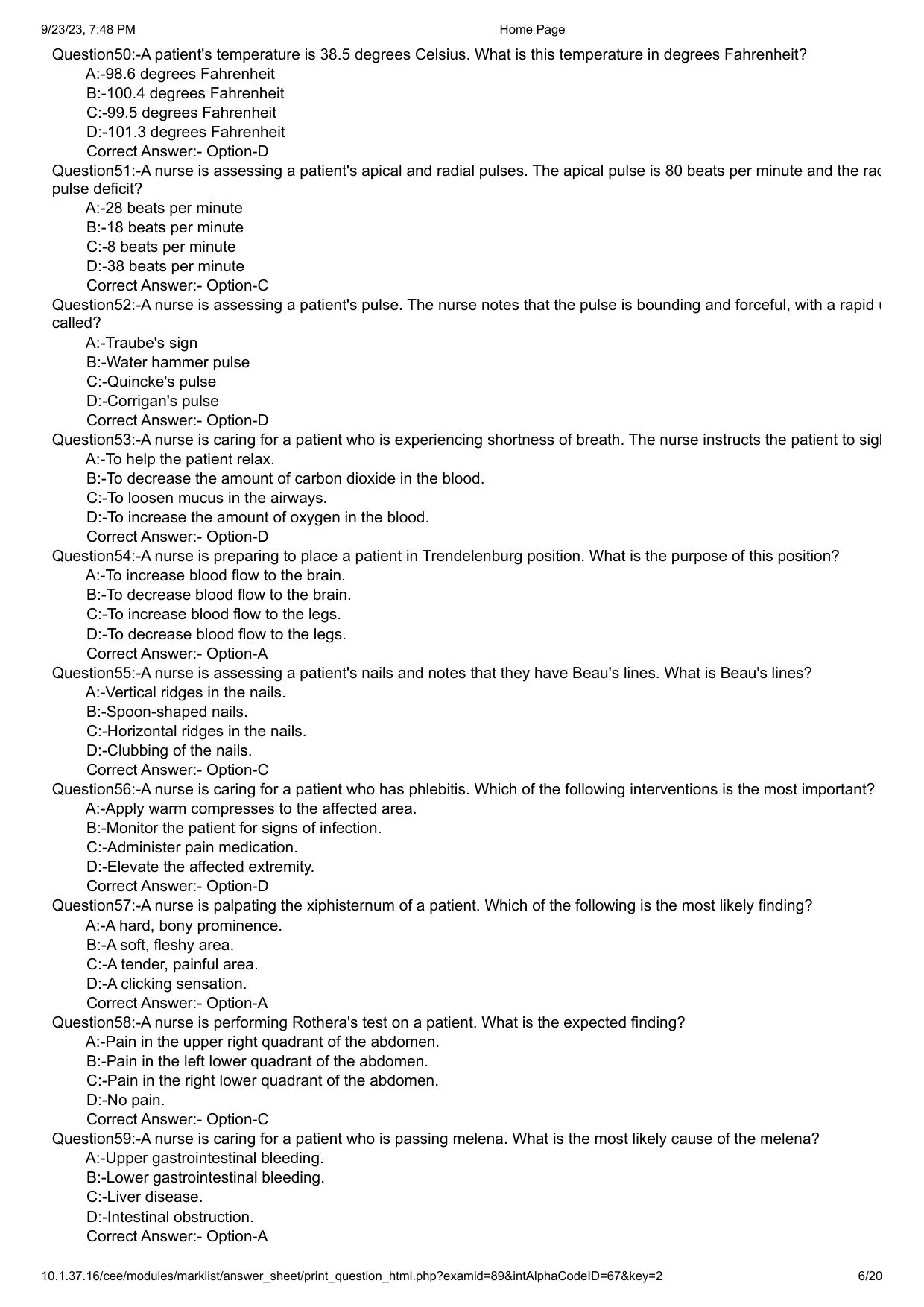 Kerala PG Nursing 2023 Question Paper with Answer Key - Page 6