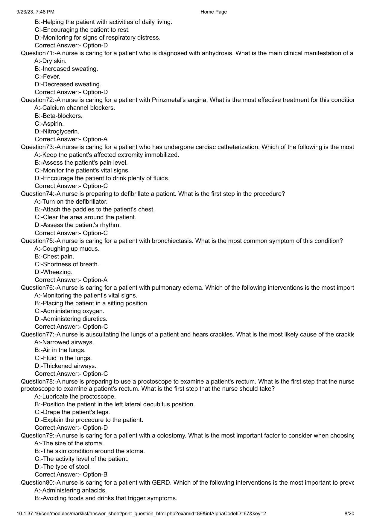 Kerala PG Nursing 2023 Question Paper with Answer Key - Page 8