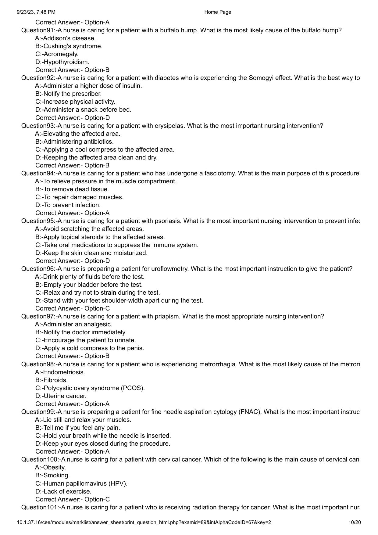 Kerala PG Nursing 2023 Question Paper with Answer Key - Page 10