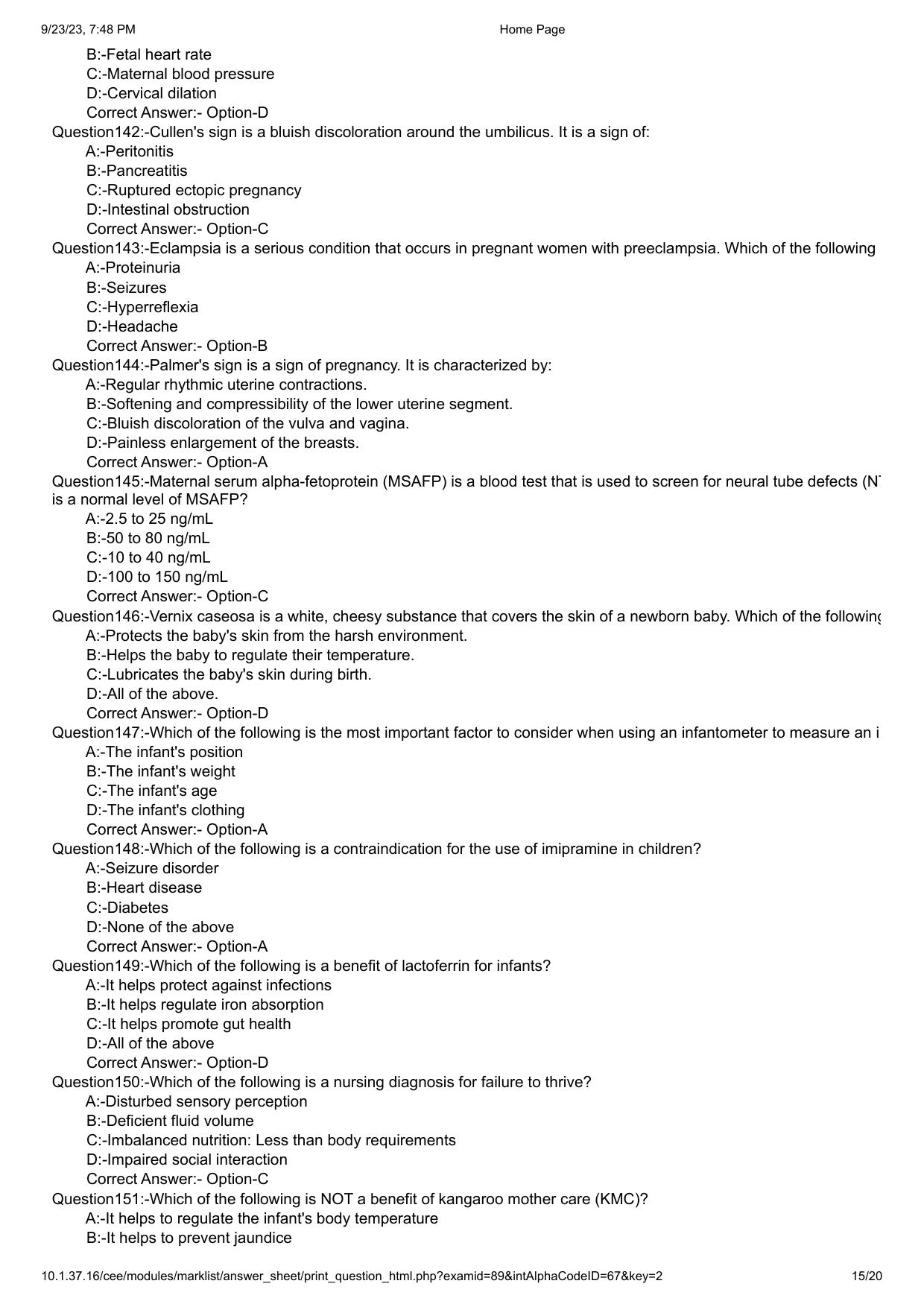 Kerala PG Nursing 2023 Question Paper with Answer Key - Page 15