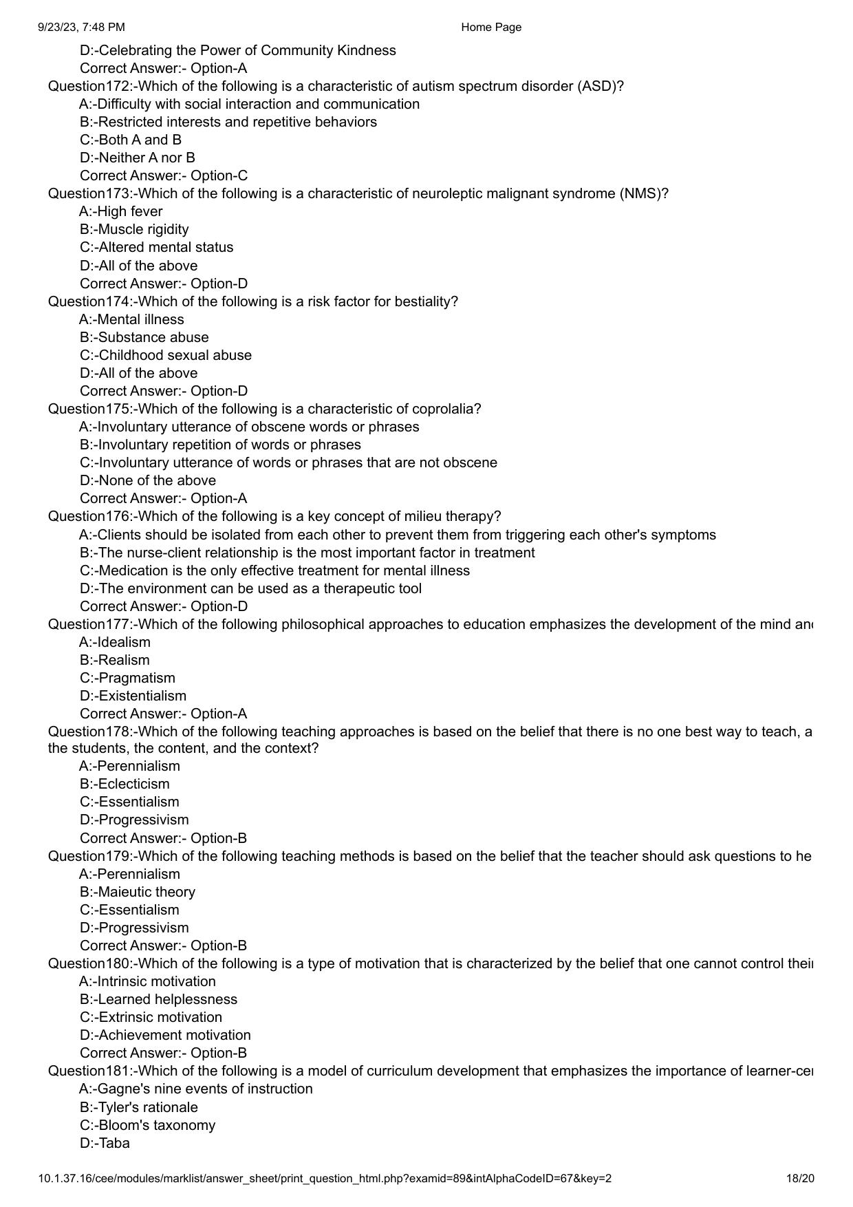 Kerala PG Nursing 2023 Question Paper with Answer Key - Page 18