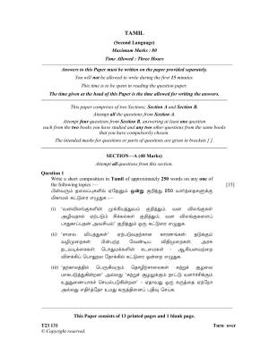 ICSE Class 10 TAMIL 2023 Question Paper