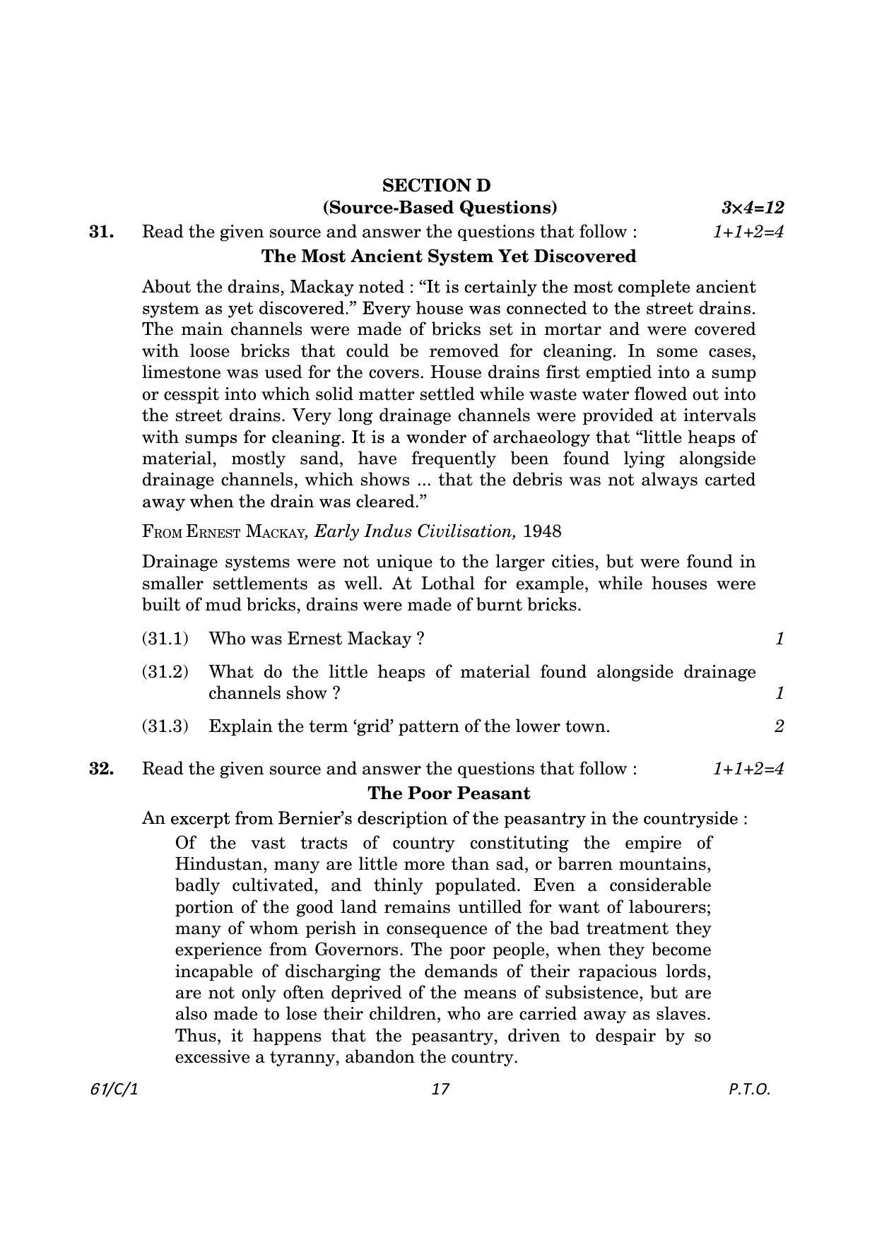 CBSE Class 12 61-1 History 2023 (Compartment) Question Paper - Page 17