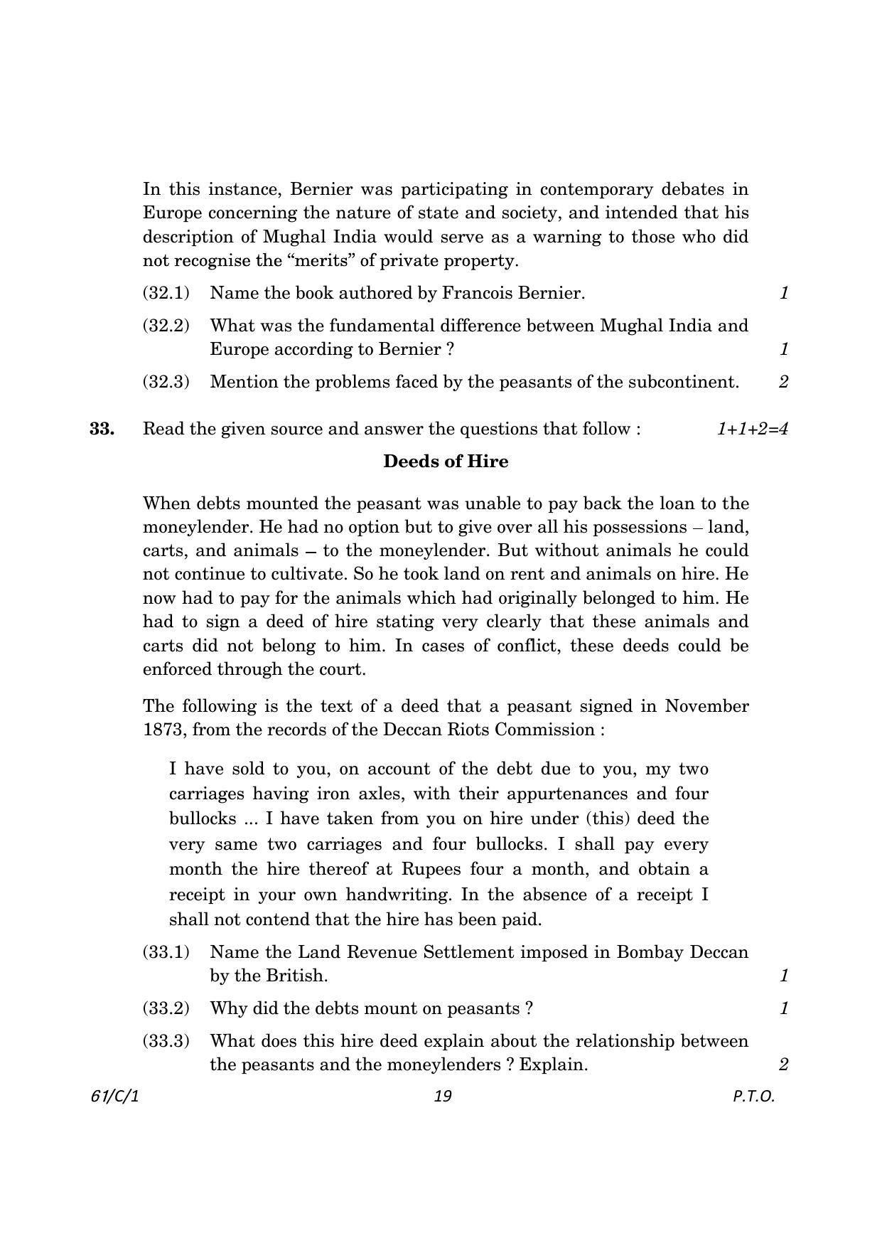 CBSE Class 12 61-1 History 2023 (Compartment) Question Paper - Page 19
