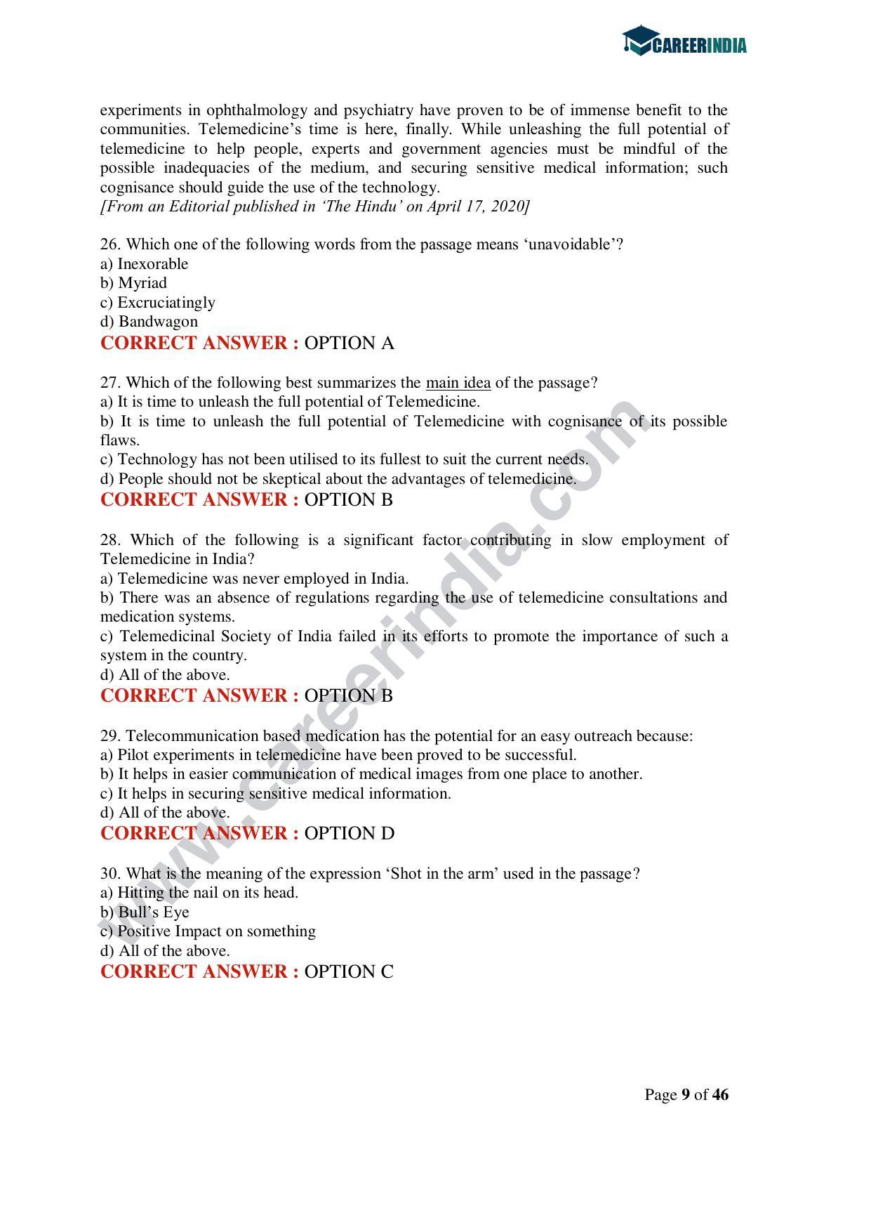 CLAT 2020 UG Question Paper - Page 9