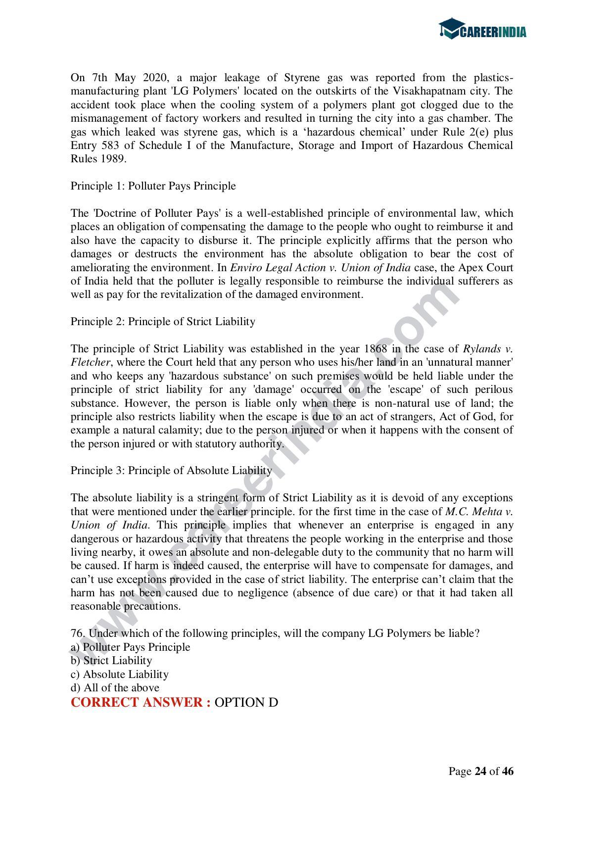 CLAT 2020 UG Question Paper - Page 24
