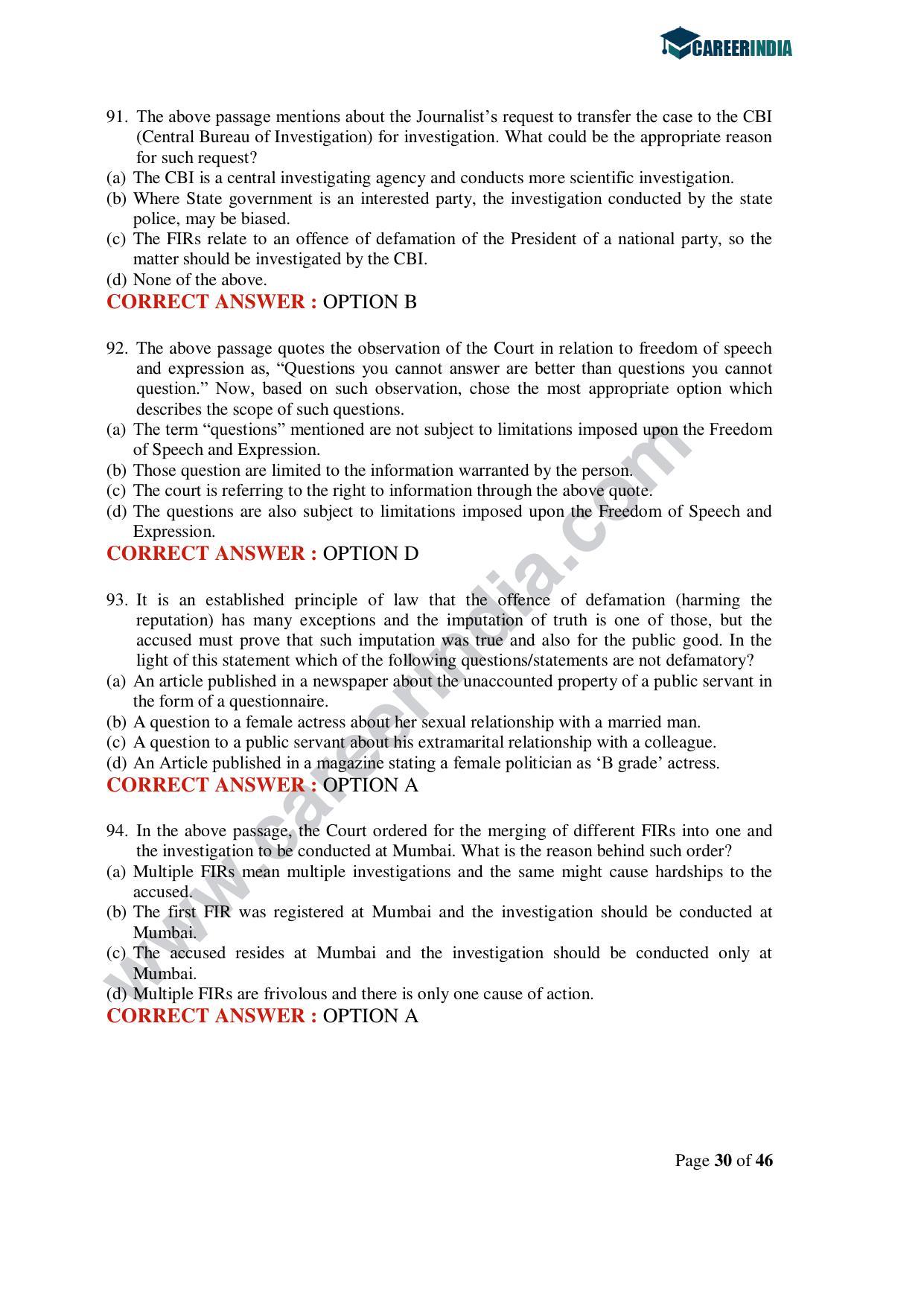 CLAT 2020 UG Question Paper - Page 30