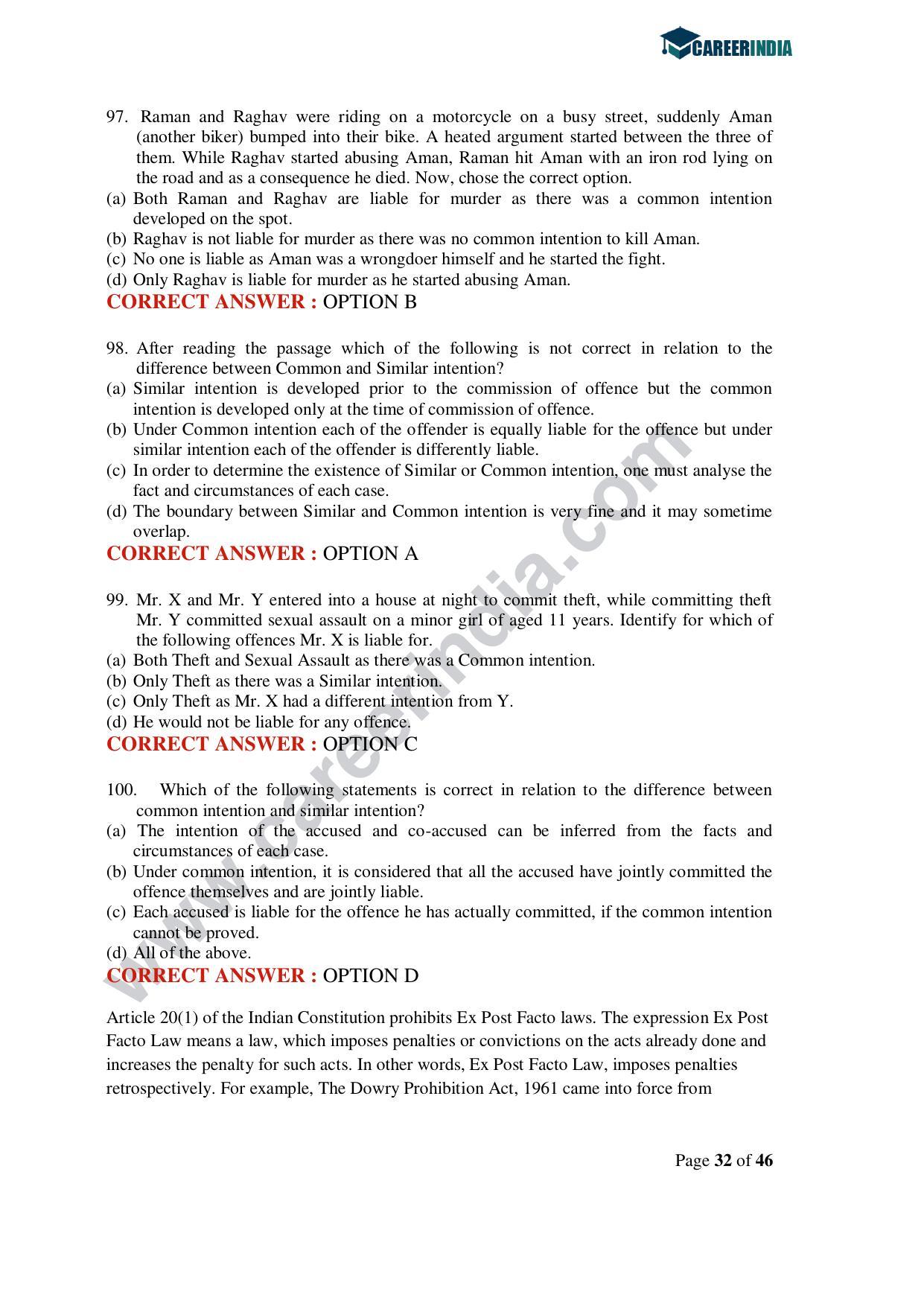 CLAT 2020 UG Question Paper - Page 32