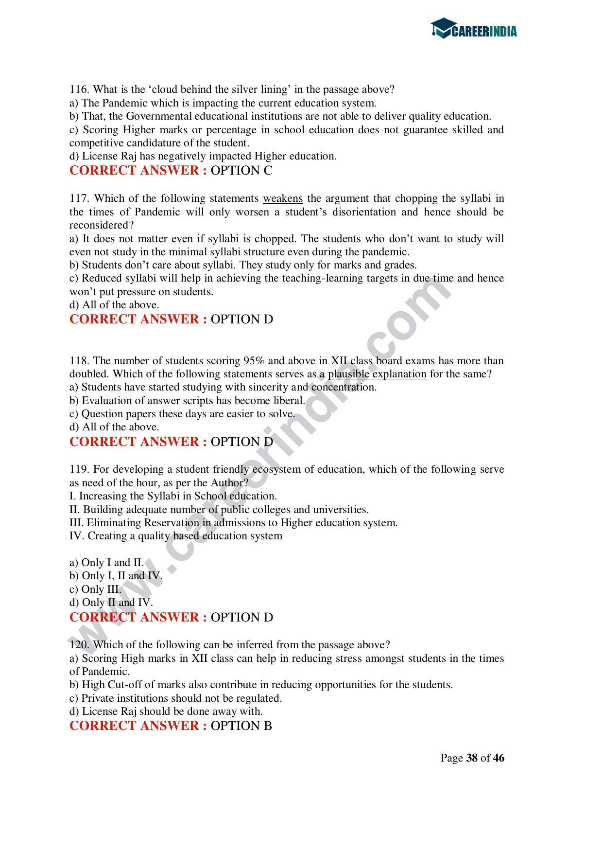 CLAT 2020 UG Question Paper - Page 38