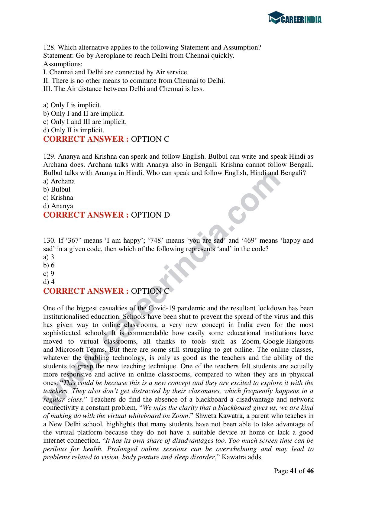 CLAT 2020 UG Question Paper - Page 41