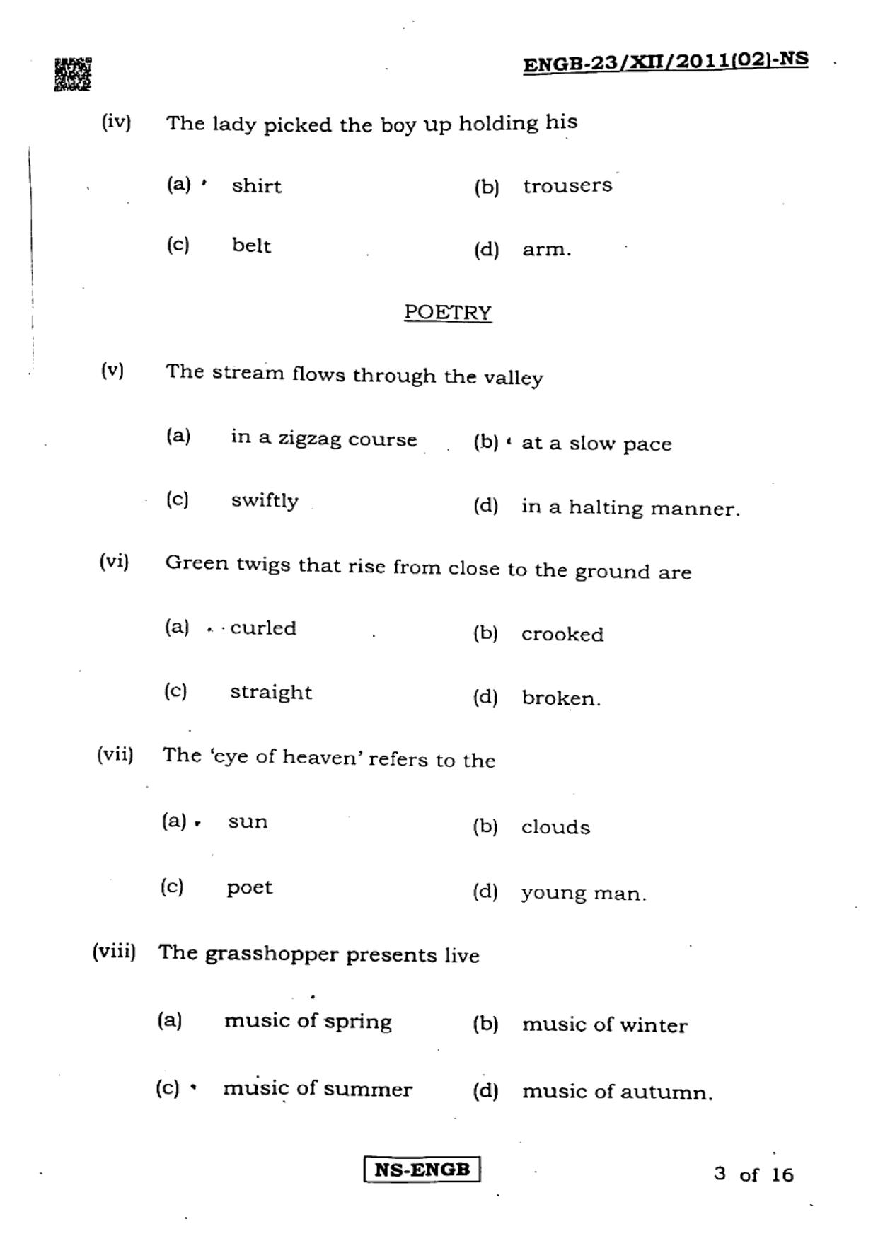 West Bengal Board Class 12 English 2023 Question Paper - Page 3